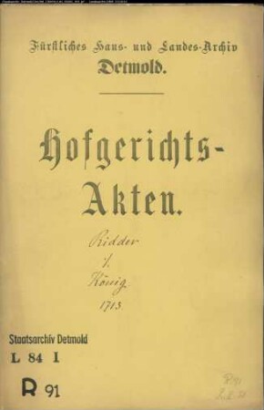 Ridder zu Bentorf gegen König im Faulensiek - Schuldforderung