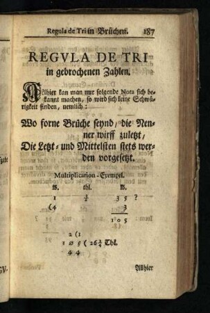 Regvla De Tri in gebrochenen Zahlen