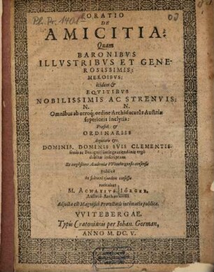 Oratio de amicitia