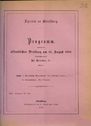 Programm : des Schuljahres .... 1880/81