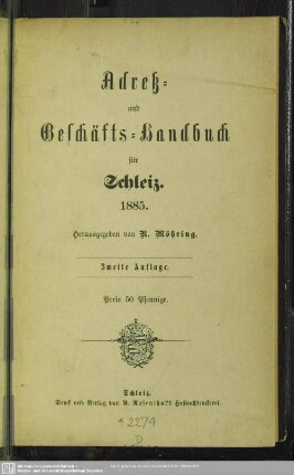 1885: Adreß- und Geschäfts-Handbuch für Schleiz