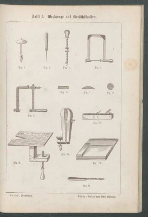 Tafel I. Werkzeuge und Geräthschaften.
