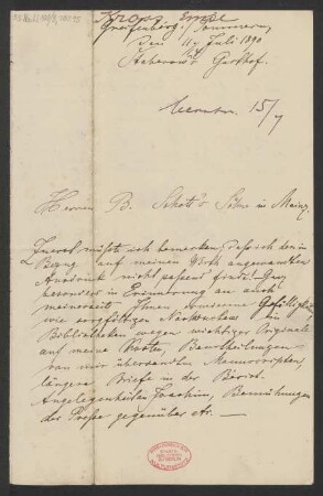 Brief an B. Schott's Söhne : 11.07.1890