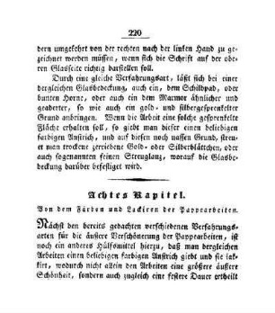 Achtes Kapitel: Von dem Färben und Lackiren der Papparbeiten