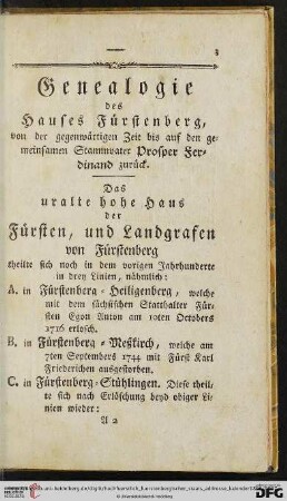 Genealogie des Hauses Fürstenberg