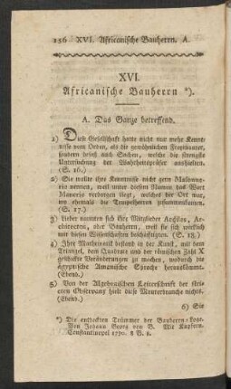 XVI. Africanische Bauherrn.