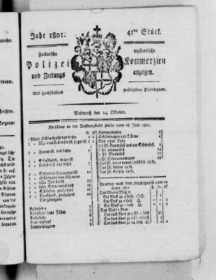 41tes Stück, Ausgabe vom 14. Oktober 1801