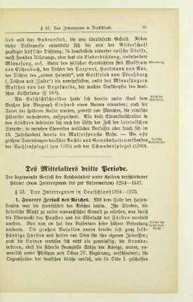 Des Mittelalters dritte Periode. Der beginnende Verfall der Reichseinheit unter Kaisern verschiedener Häuser (vom Interregnum bis zur Reformation) 1254-1517