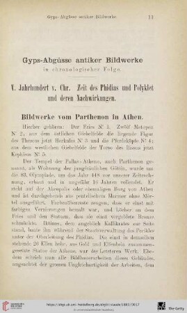 Gyps-Abgüsse antiker Bildwerke (Nr. 1 - 60)