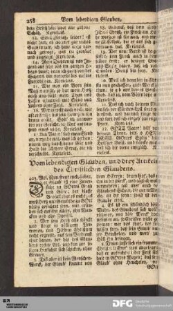Vom lebendigen Glauben, und drey Artikeln des Christlichen Glaubens.