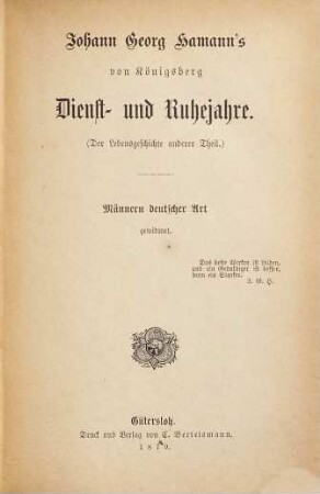 Johann Georg Hamann's Leben und Werke : in geordnetem, gemeinfaßlichen Auszuge. 2