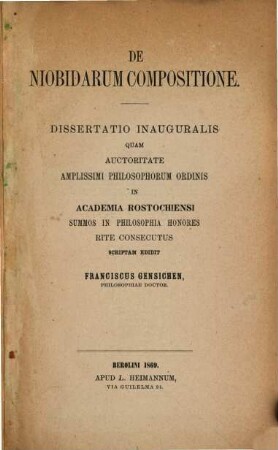 De Niobidarum compositione : Diss. inaug.
