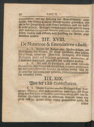 Tit. XIX. Von der Litis Contestation.