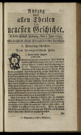 XXIII. Stück. Coburg, den 3. Jun. 1752.