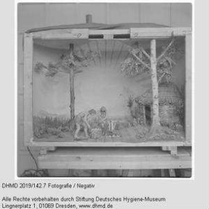 Diorama "Jüngere Neumenschen der mittleren Steinzeit als sesshafte Fischer"