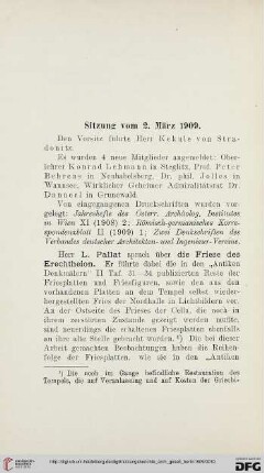 Sitzung vom 2. März 1909
