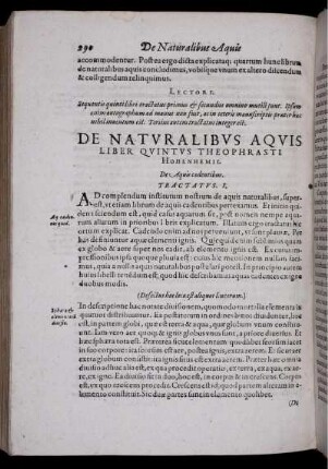 De Naturalibus Aquis Liber Quintus Theophrasti Hohenhemii. De Aquis cadentibus.