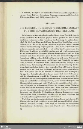 3. Abschnitt. Die Bedeutung der Unternehmerschaft für die Enwicklung der Reklame
