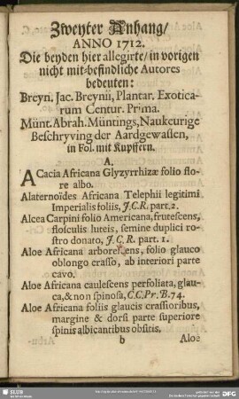 Zweyter Anhang, Anno 1712