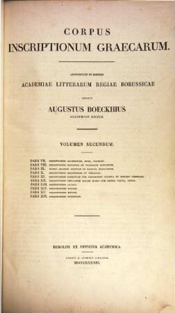 Corpus inscriptionum Graecarum, 2