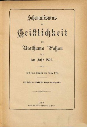Schematismus des Bistums Passau. 1890