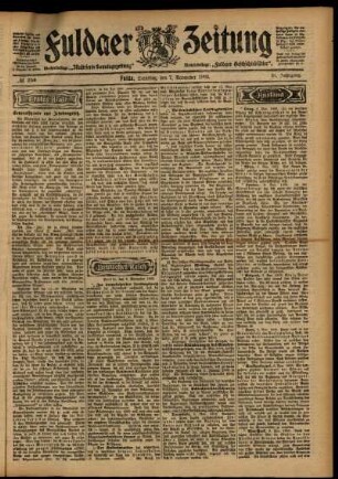Erste Ausgabe vom Samstag, den 07. November 1903.