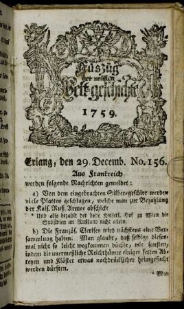 Erlang, den 29. Decemb. No. 156.