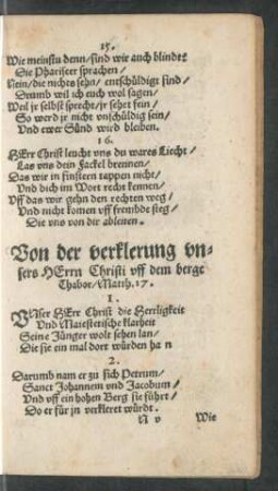 Von der verklerung unsers Herrn Christi uff dem berge Thabor ...