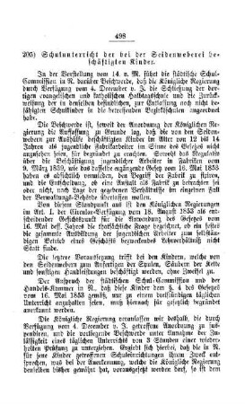 Schulunterricht der bei der Seidenweberei beschäftigten Kinder : [V. Elementarschulwesen]