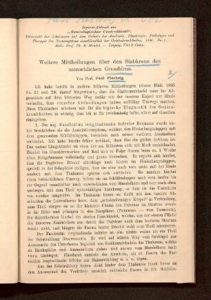 Weitere Mittheilungen über den Stabkranz des menschlichen Grosshirns