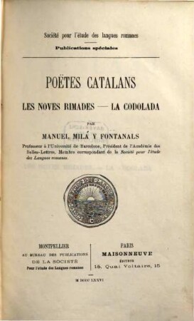 Publications spéciales de la Société pour l'étude des langues romanes, 1
