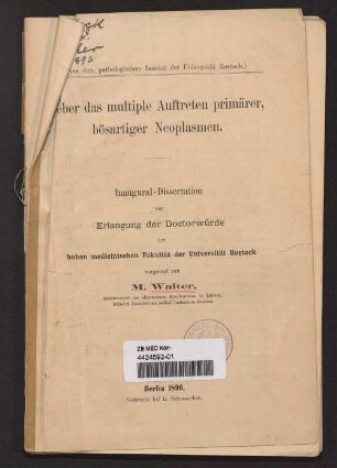 Ueber das multiple Auftreten primärer, bösartiger Neoplasmen
