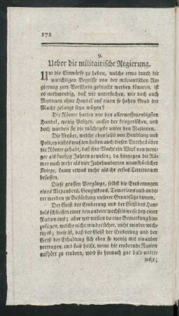 9. Ueber die militairische Regierung