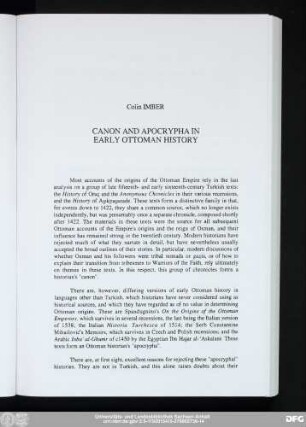Colin Imber Canon And Apocrypha In Early Ottoman History