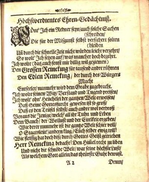 Höchstverdientes Ehren-Gedächtniß.