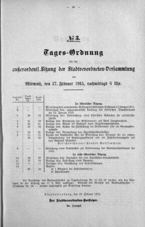 Tages-Ordnung No. 3. (20-31), 17. Februar 1915