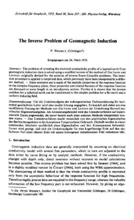 The inverse problem of geomagnetic induction