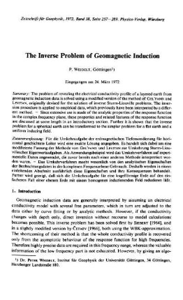 The inverse problem of geomagnetic induction