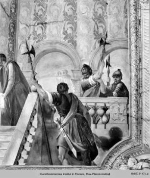 Historische Begebenheit aus der Familie Gherardesca: Audienzszene vor einem Papst