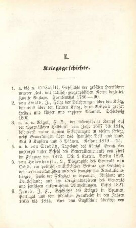 E. Kriegsgeschichte.