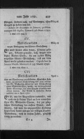 CVI. Notification