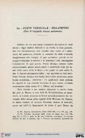 42: La " domus Theodorae" sull'Aventino : (Nota di topografia romana medioevale)
