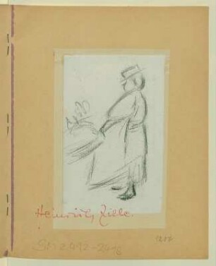 Frau mit Hut und Schürze, Profil