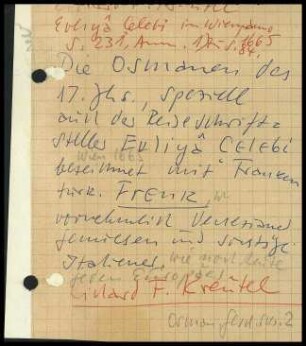 Notizzettel Osmanen des 17. Jh.