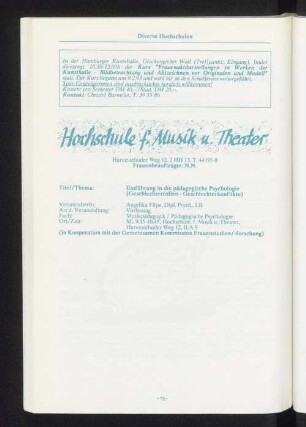 Hochschule f. Musik u. Theater