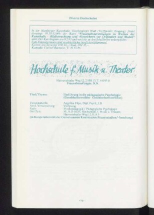 Hochschule f. Musik u. Theater