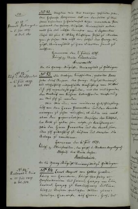 Berufung des ordentlichen Professors Bergmann zum Prorektor des Wintersemesters 1837/38.