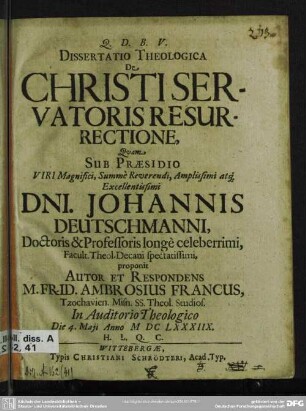 Dissertatio theologica de Christi servatoris resurrectione