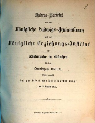 Jahresbericht .... 1870/71 (1871)