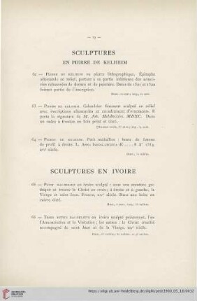 Sculptures en Ivoire (Nr. 65 - 69)